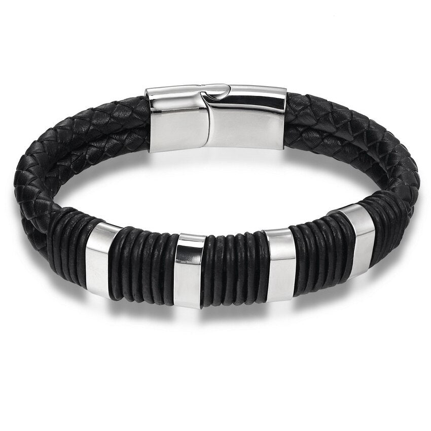 Snake Chain Leather Bracelets Rope Chain with Skeleton Pattern