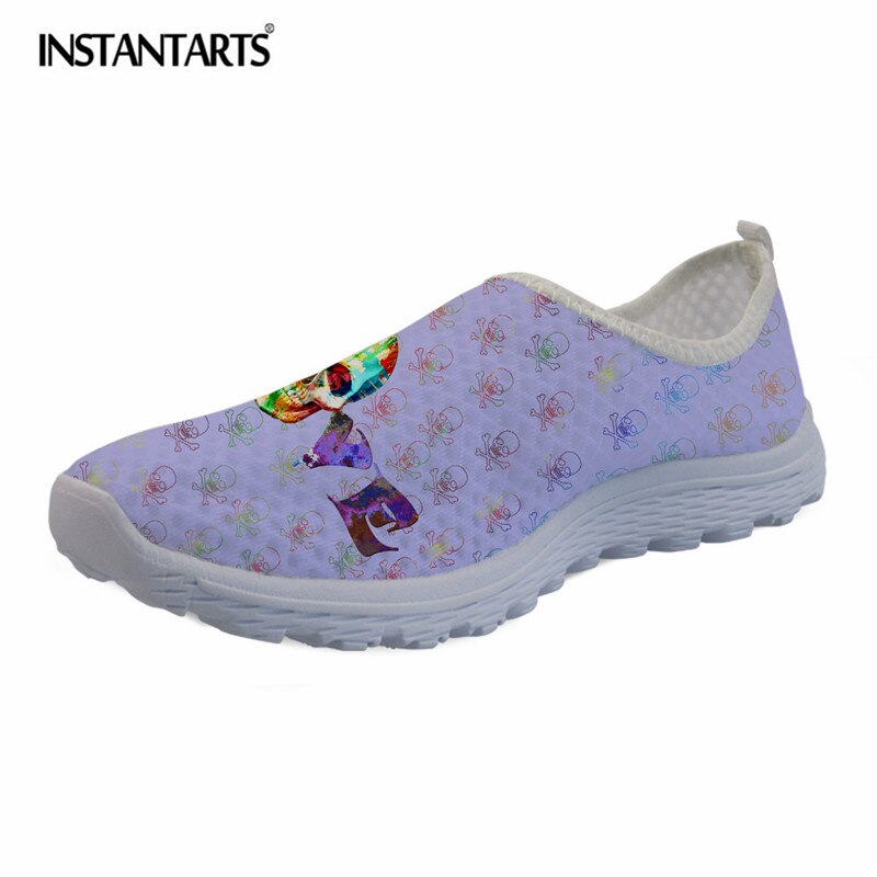 Hipster Flower Skull Printing Women Casual Flat Shoes