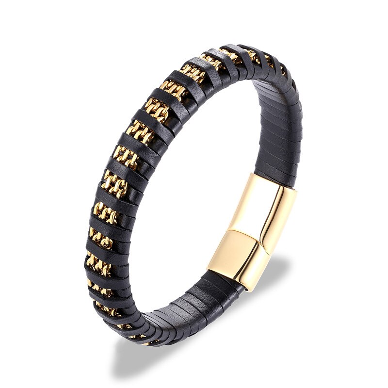 Fashion Black Braided Genuine Leather Bracelet