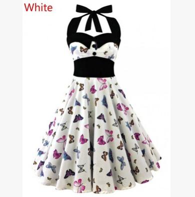 2019 Plus Size Women Floral Skull Print Off Shoulder Halter Dress