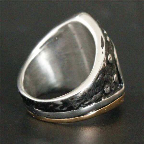 Stainless Steel Mens Fashion Gold Polishing Biker Helmet 1% Ring