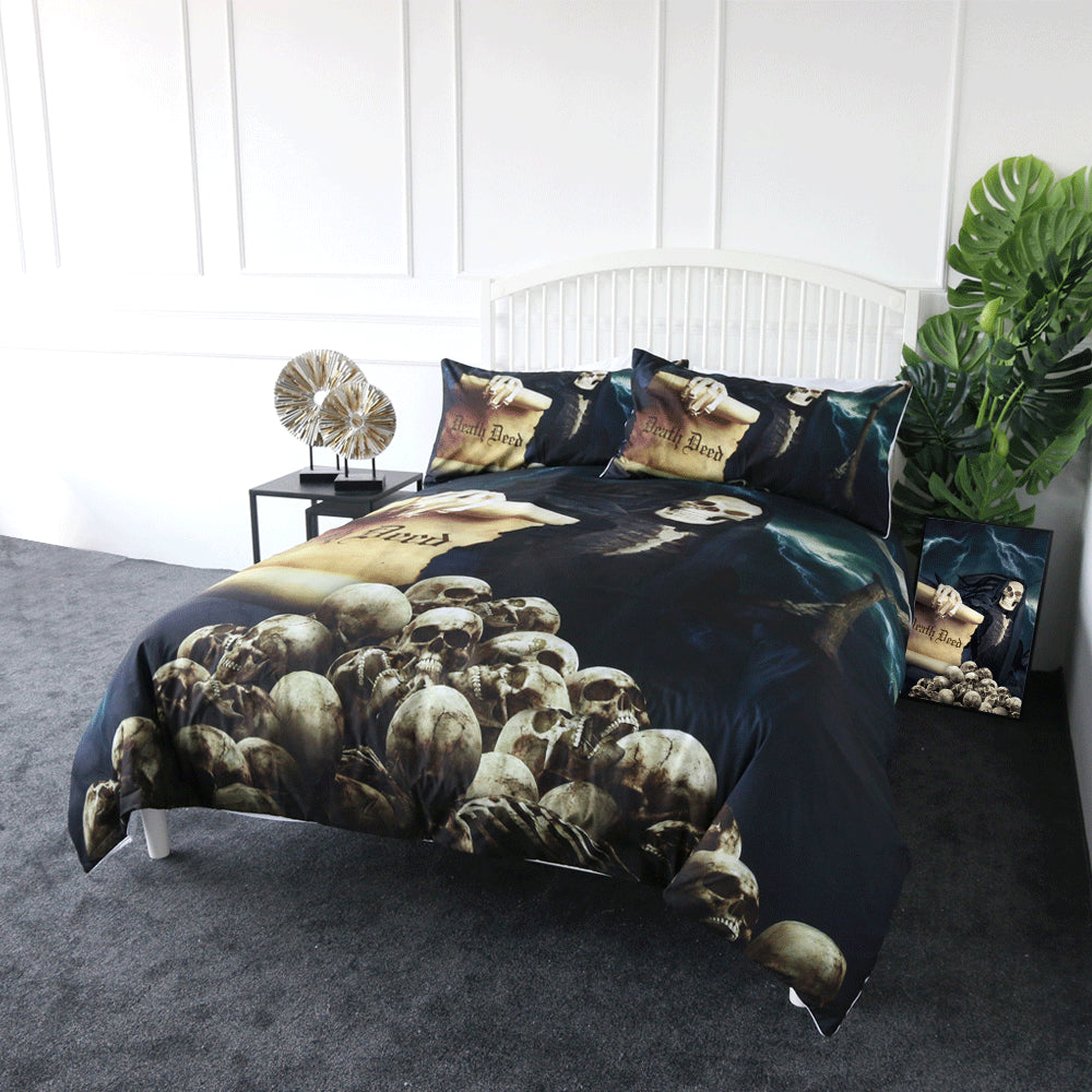 Skull Bedding Set Death Deed Duvet Cover 3pcs