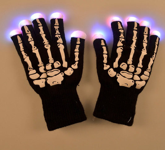 7 Modle Color Change Unisex LED Glove Night Light Flash Luminous Gloves Flashing Finger Lighting Skull Glove For Halloween Party