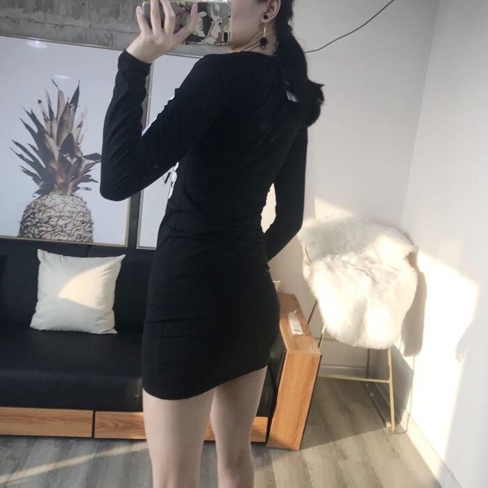 Punk Skull Printing O-Neck Long Sleeve Women Dress