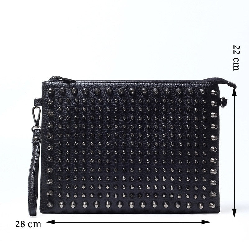 Skeleton rivet skull Unisex Fashion Women Clutch Bag Pu Leather Crossbody Bag Punk Style Shoulder Bag Unisex and Women Rivet Handbag Purse