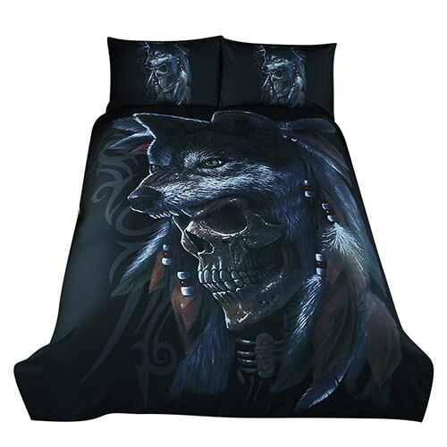 3D Print Sugar skull Bedding Sets Duvet Cover Bed Set Bohemian Print Black