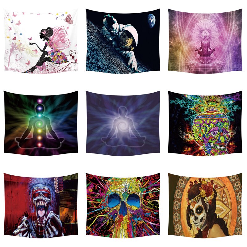 Yoga Buddha Wall Tapestry Sugar Skulls Tapestry Galaxy Customized Pillow