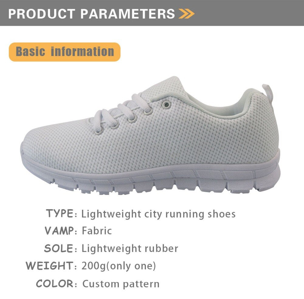 Sugar Skull Printed Fashion Women Shoes Classic Female Lace-up Mesh Walking Shoes