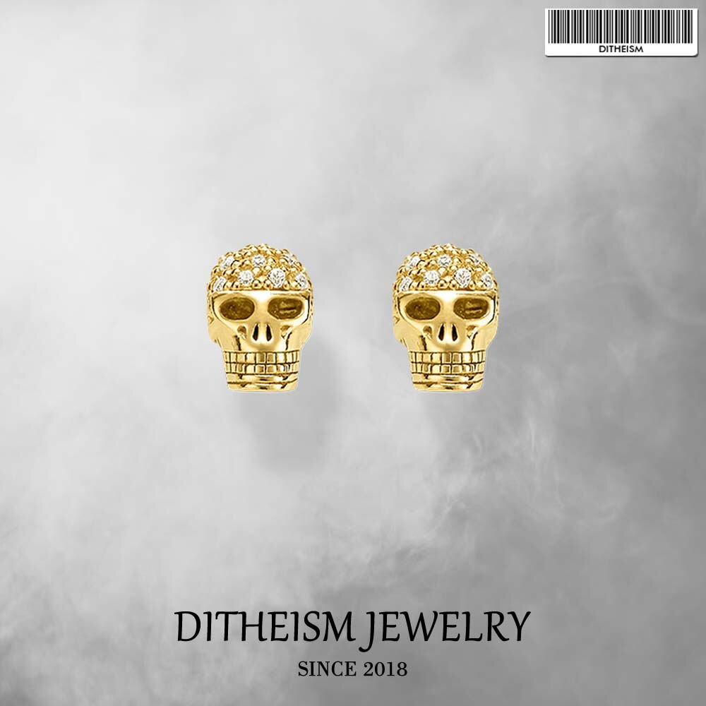Skull Pave Stud Earrings, 2019 New Cubic Zirconia Fashion