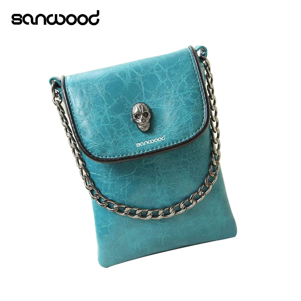 Hot New Women's Fashion Faux Leather Skull Pattern Mini