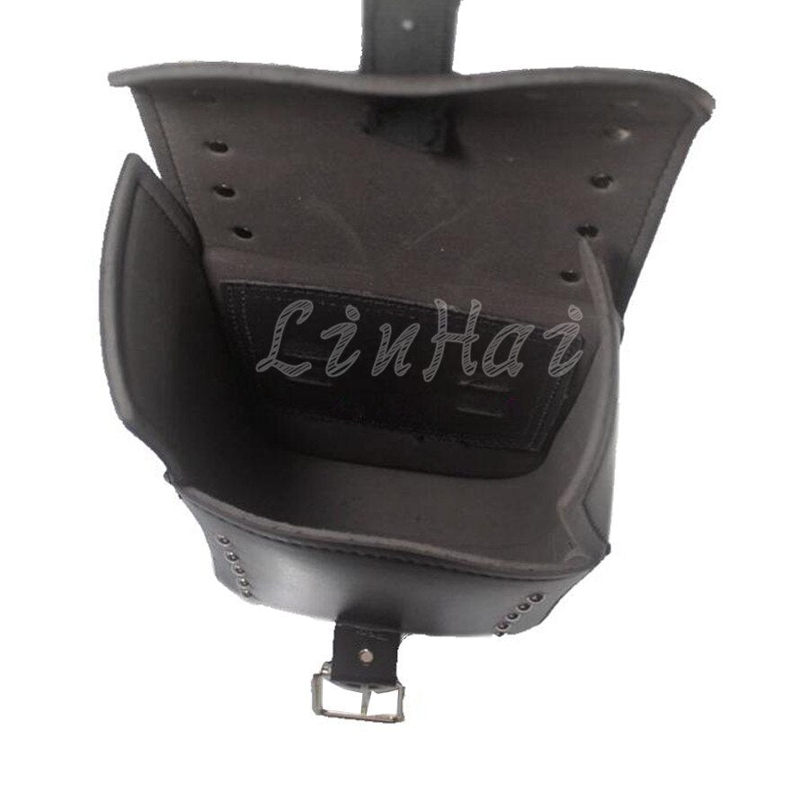 New Black Motorcycle Skull Faux Leather Rectangle Tool Luggage Bag Side