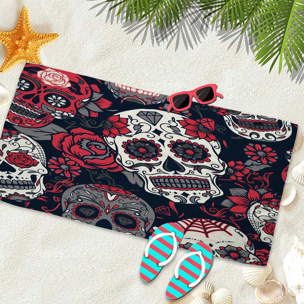 Sugar Skull Bath Towels Microfiber Printed Beach Towel