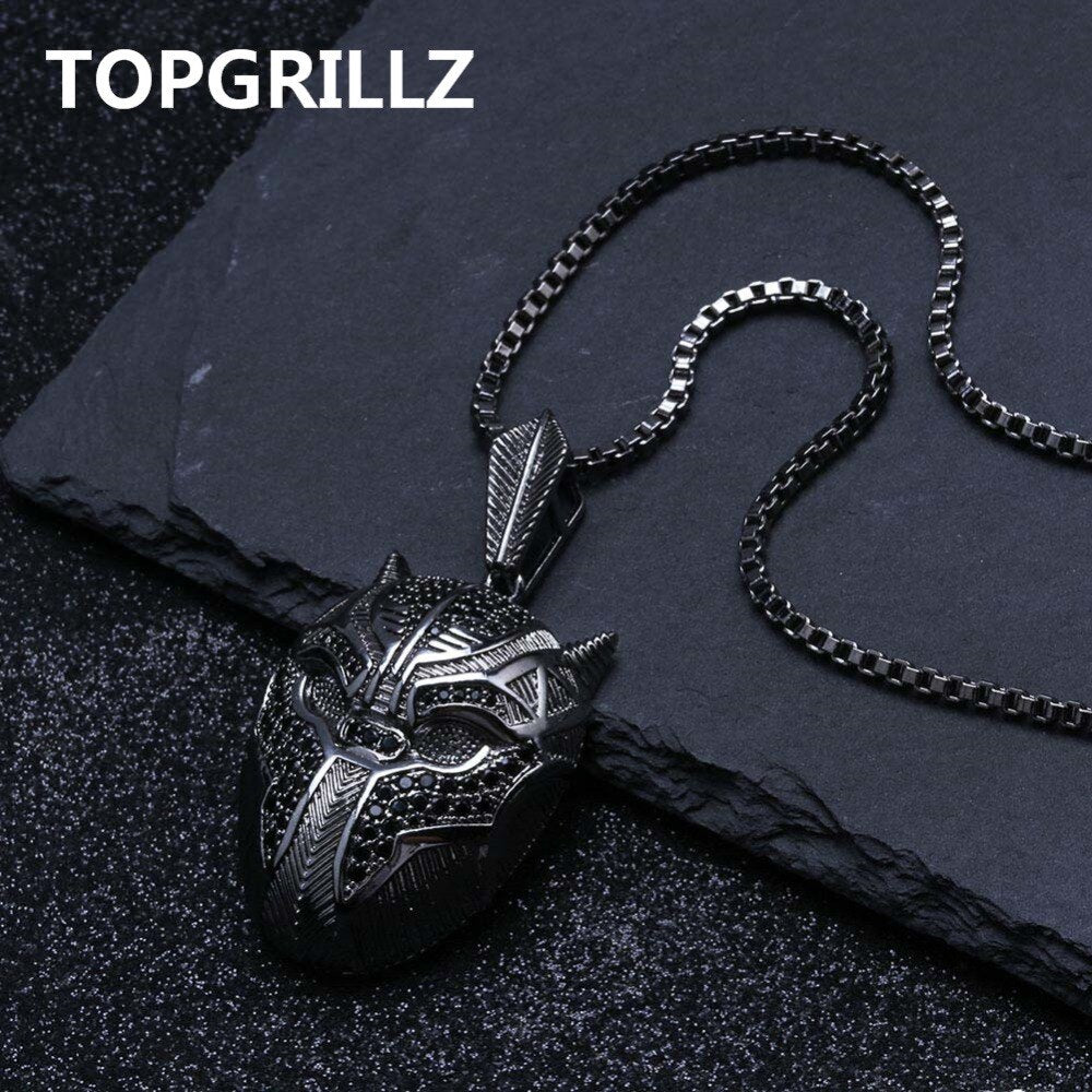 Hip Hop Black Panther Iced Out Pendant Necklace