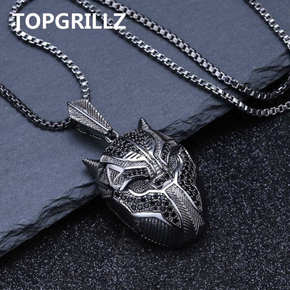 Hip Hop Black Panther Iced Out Pendant Necklace
