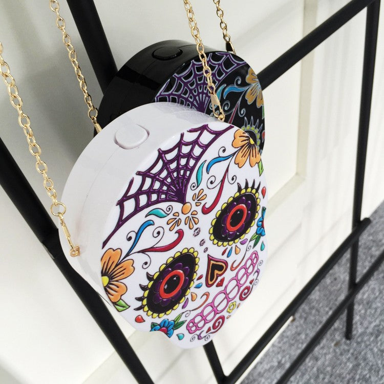 New arrival fashion personality skull pattern painted black & white acrylic Party Clutch shoulder bag ladies handbag flap purse