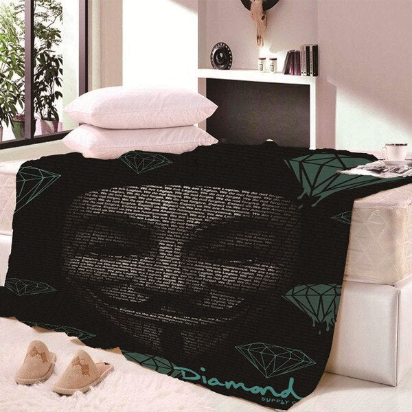 Super Soft Thin Skull Love Rectangle  Blanket for Bed BeachTowel