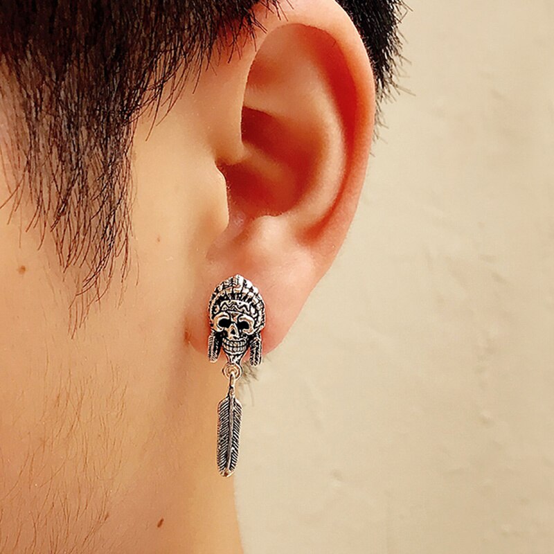 925 Sterling Silver Earrings For Men Indian Vintage Punk