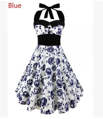 2019 Plus Size Women Floral Skull Print Off Shoulder Halter Dress