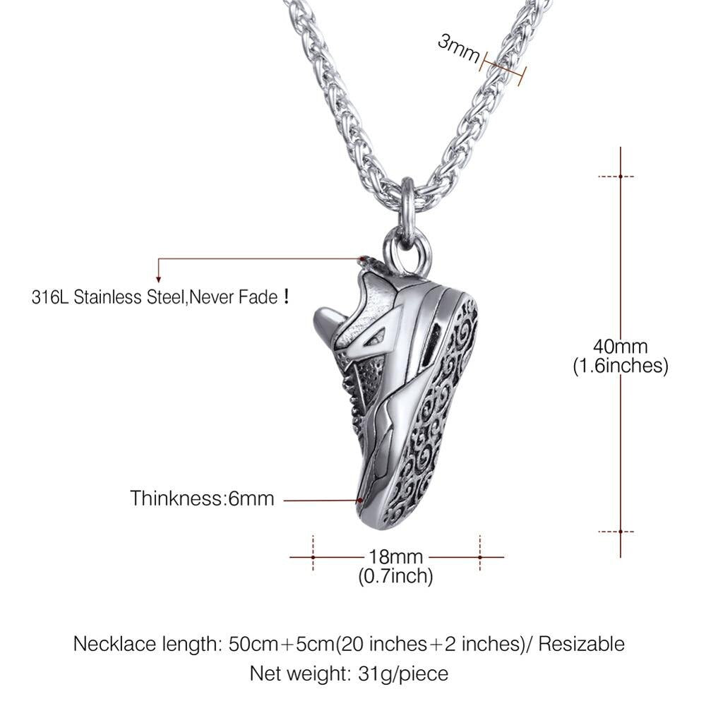 Sport Shoes Pendant Necklace Jewelry Stainless Steel Gold/Black