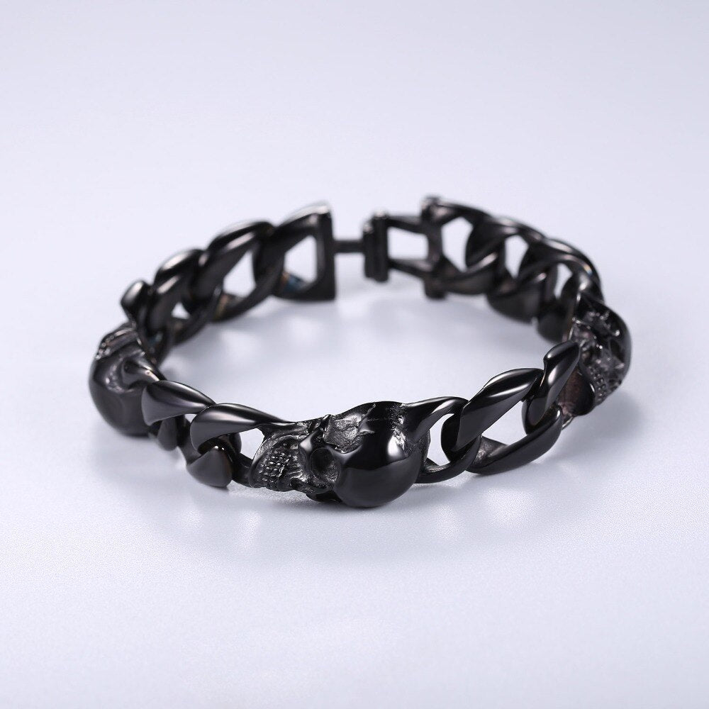 U7 Skull Bracelets Cuban Link Skeleton Rocker Punk Bangle