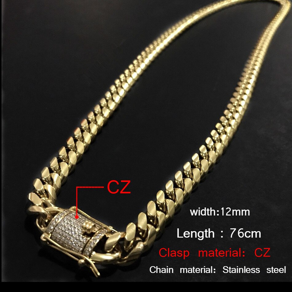 10mm Men Cuban Miami Link Necklace Stainless steel