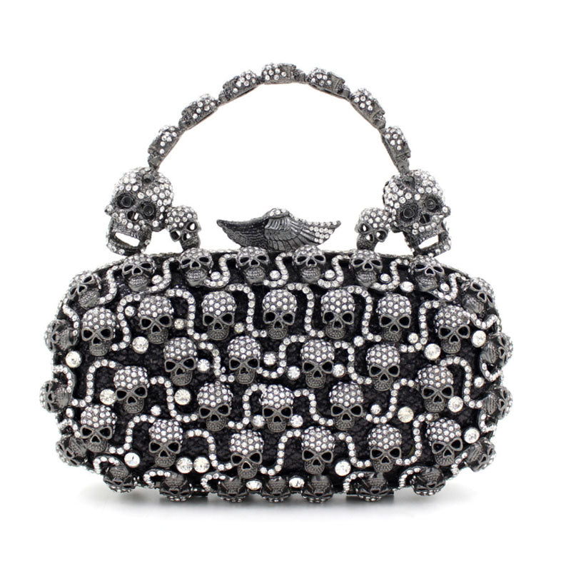 Luxury full diamond Skull evening dinner shoulder bag