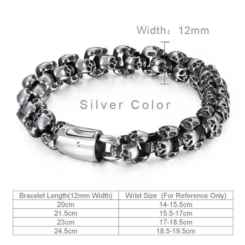 Fongten Vintage Skull Stainless Steel Men Black