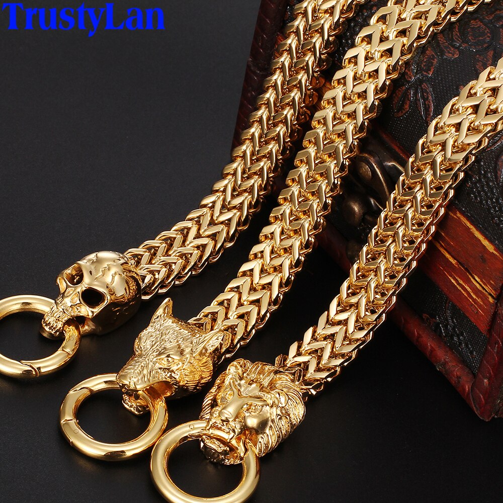 Gold Wolf Lion Head Bracelet Stainless Steel Men's Friendship Bracelets