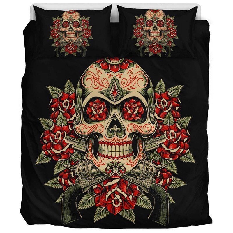 rose sugar Skull Bedding Sets king size 3D Printed Husband