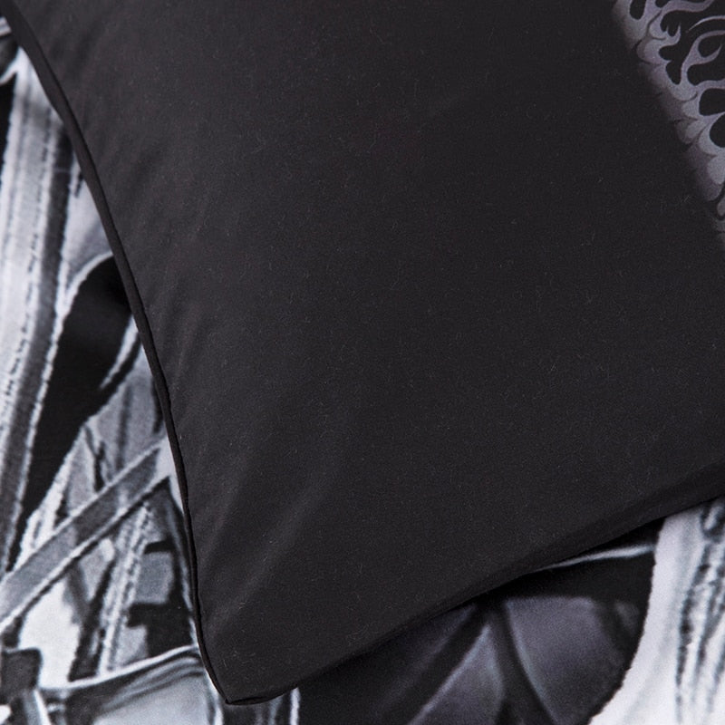 3D Skull Beauty Kiss Rose Bedding Set Gothic Polyester Duvet Cover Set