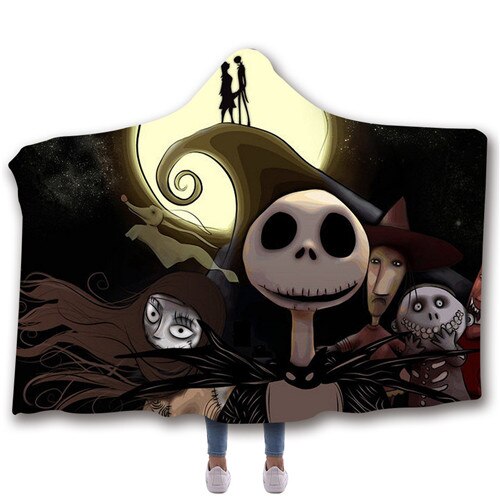 The Nightmare Before Christmas Jack Skull Printed Hooded Wearable Blanket