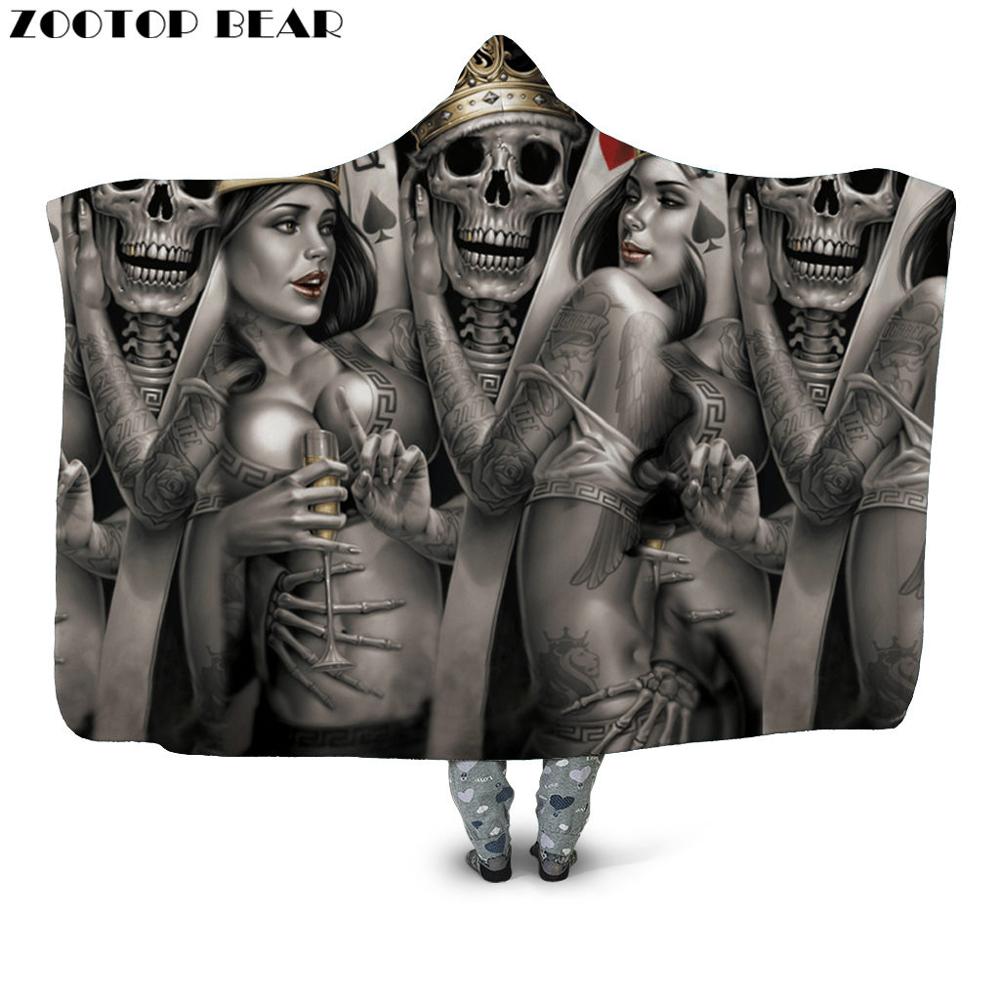 Fashion Hooded Blanket Skull Anime 3D Printing Woman Bedding