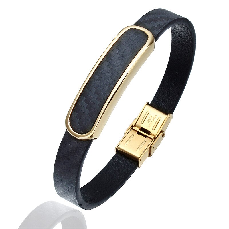 Hiphop Style Microfiber Leather Bracelets with Stainless Steel