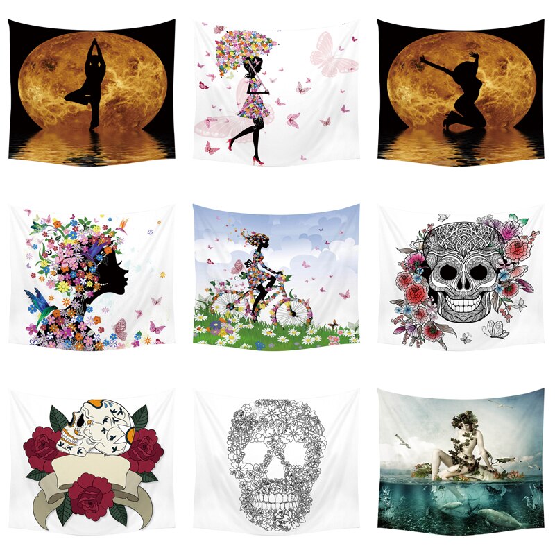 Yoga Buddha Wall Tapestry Sugar Skulls Tapestry Galaxy Customized Pillow