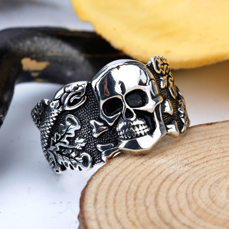 Skull Ring for Men 925 Sterling Silver Skeleton Walking Evil Demon Vintage