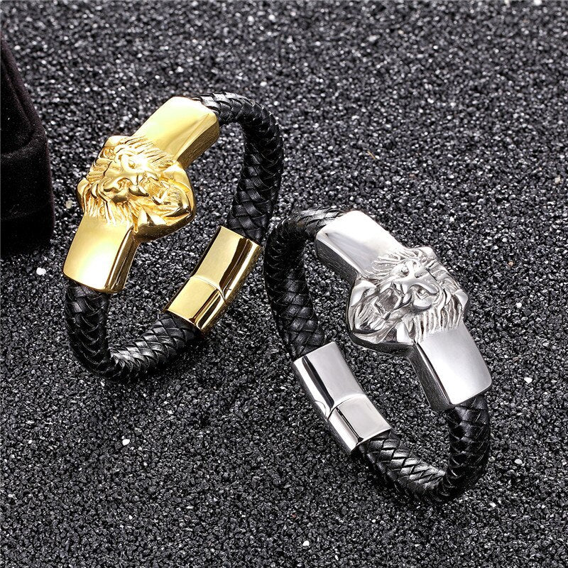 New PunkStyle Geunine Leather Buddha Charm bracelet