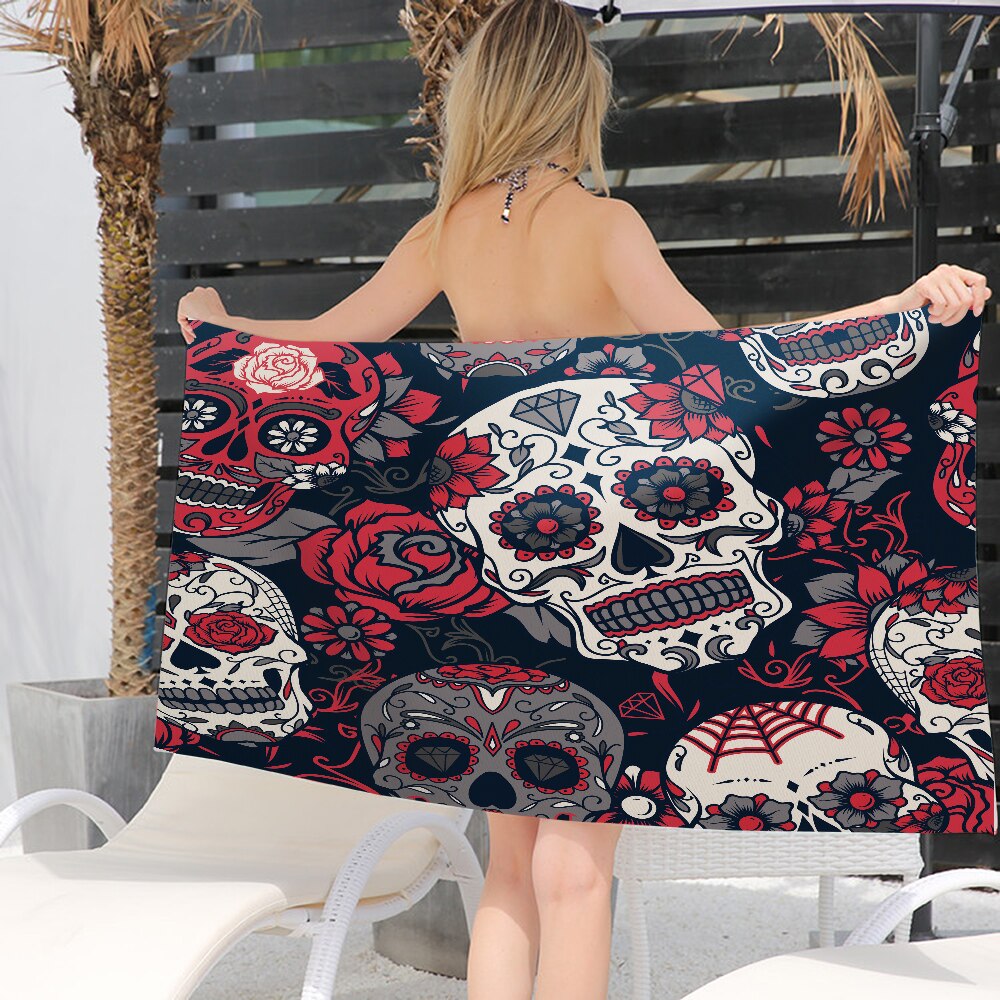 Sugar Skull Bath Towels Microfiber Printed Beach Towel