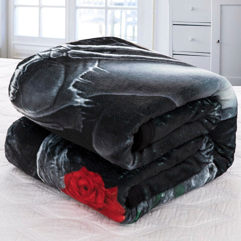 Moto Beauty Skull Thick Blanket Soft Fleece Throw Blankets