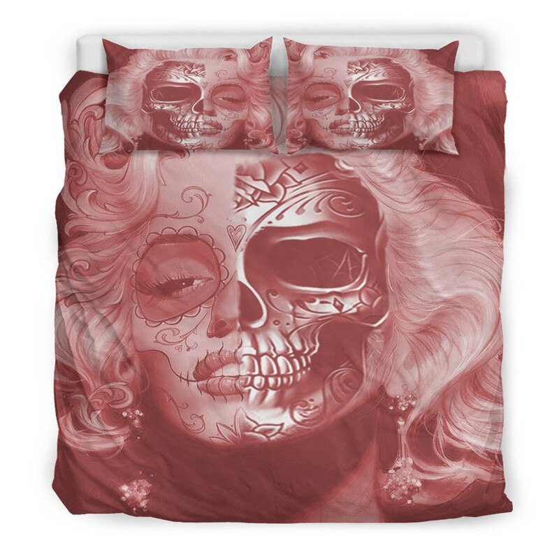 rose sugar Skull Bedding Sets king size 3D Printed Husband
