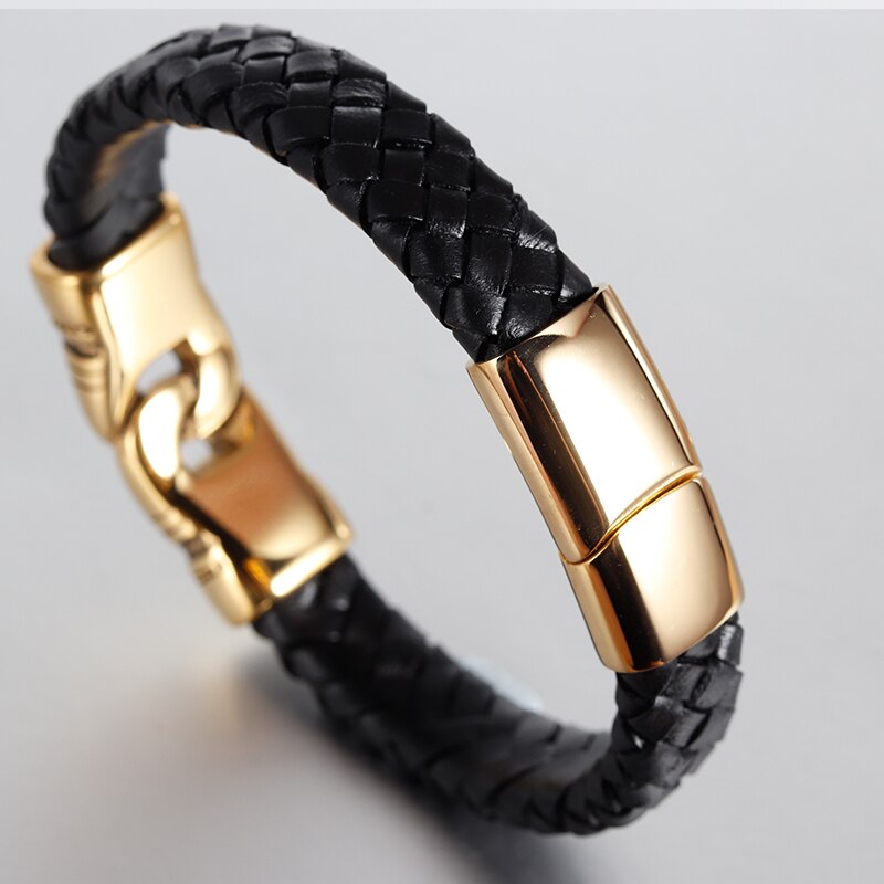 Charm Leather Bracelet For Women Stainless Steel 19cm,21cm size Genuine Leather
