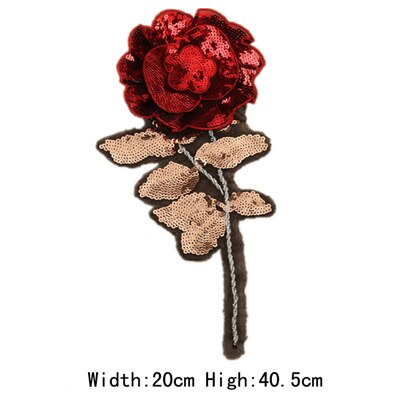 1PCS Hot Big Patches Shine Sequin 3D Sticker Stickers Wings Rose Embroidery Motif Applique Garment Kids Women