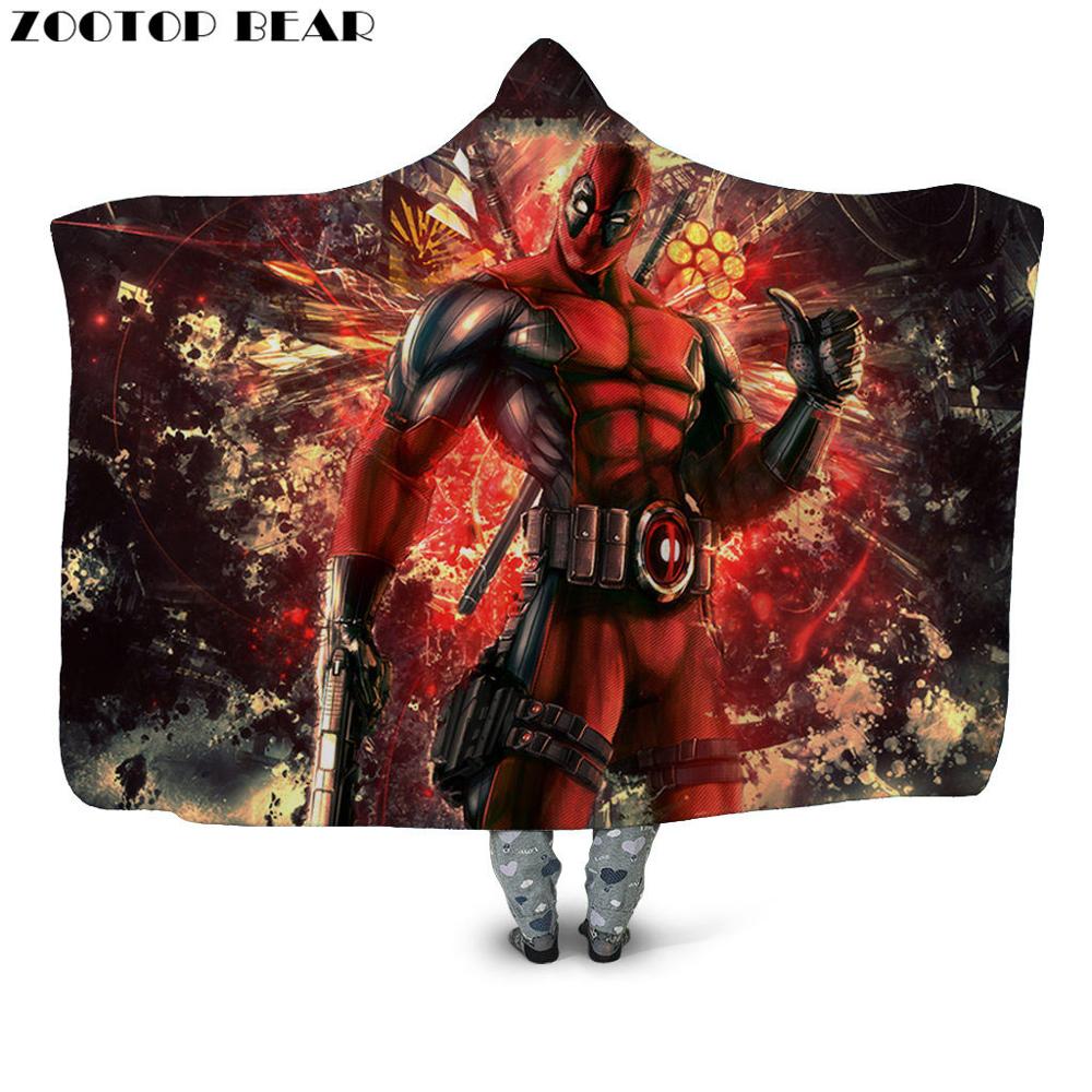 Fashion Hooded Blanket Skull Anime 3D Printing Woman Bedding