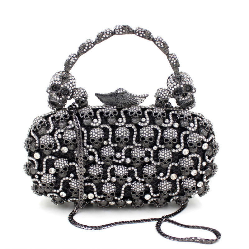 Luxury full diamond Skull evening dinner shoulder bag