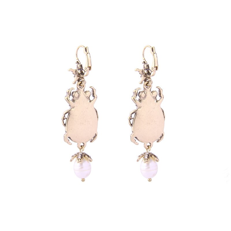 Vintage Ladybug Skull Drop Earrings Pearl Earring For Women Fine