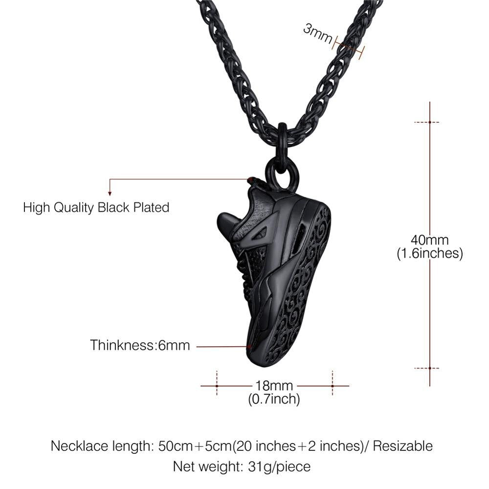Sport Shoes Pendant Necklace Jewelry Stainless Steel Gold/Black
