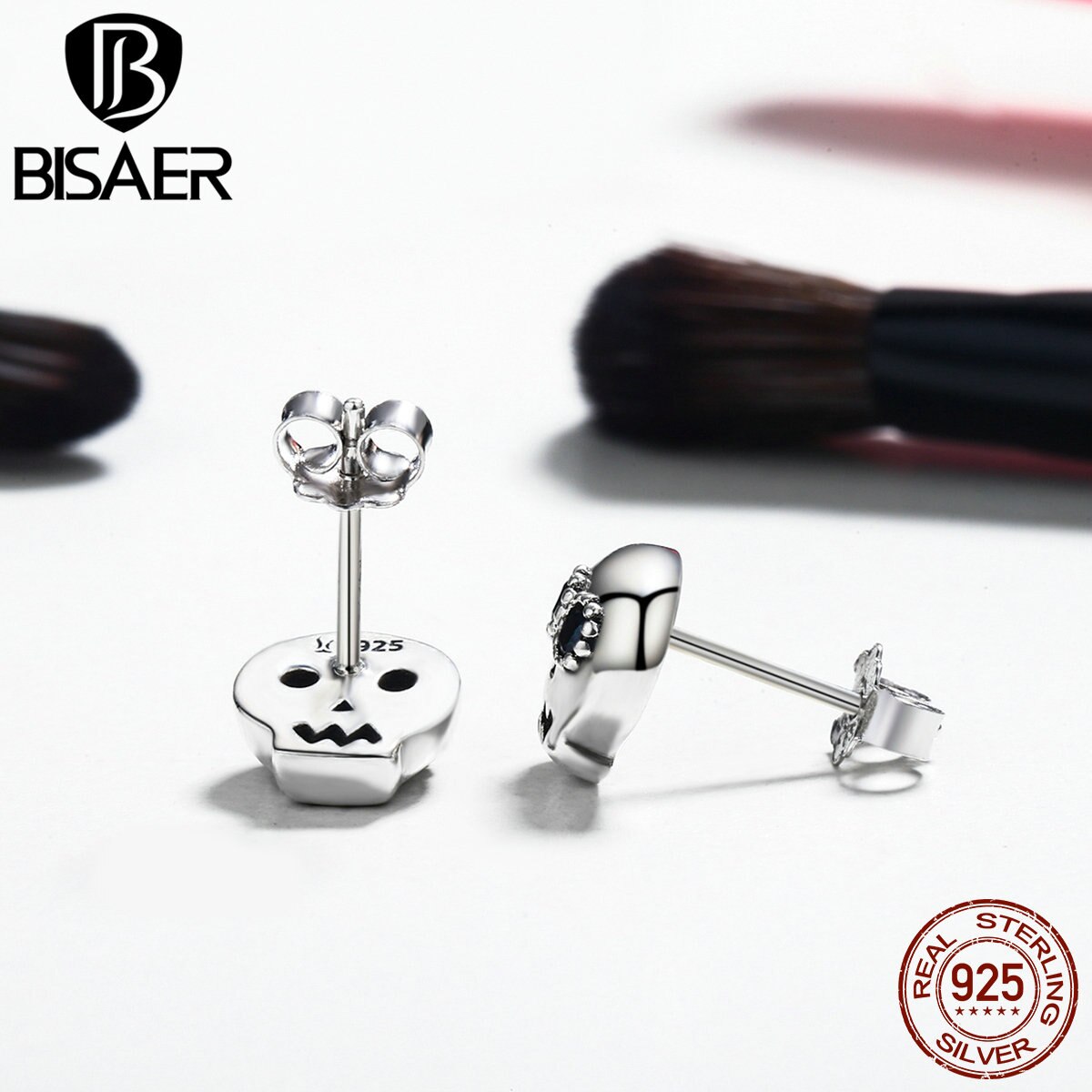 Fashion 925 Sterling Silver Earrings Hiphop/Rock Black
