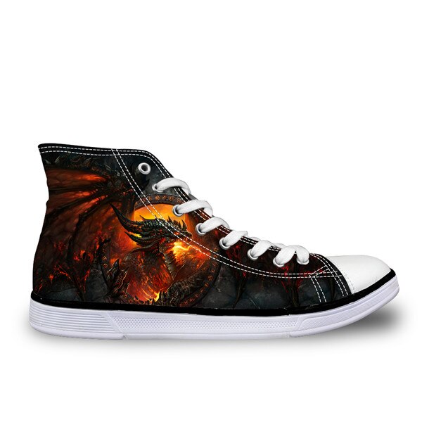 Cool Punk Skull Printed Men's High-top Canvas Shoes