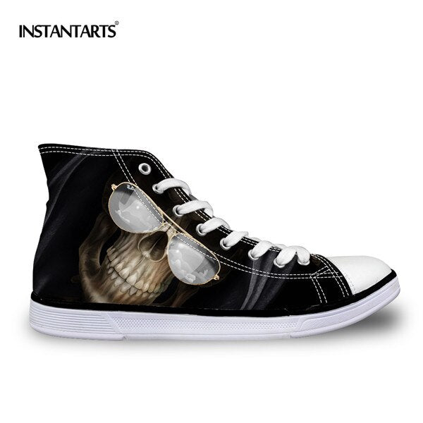 Cool Punk Skull Printed Men's High-top Canvas Shoes
