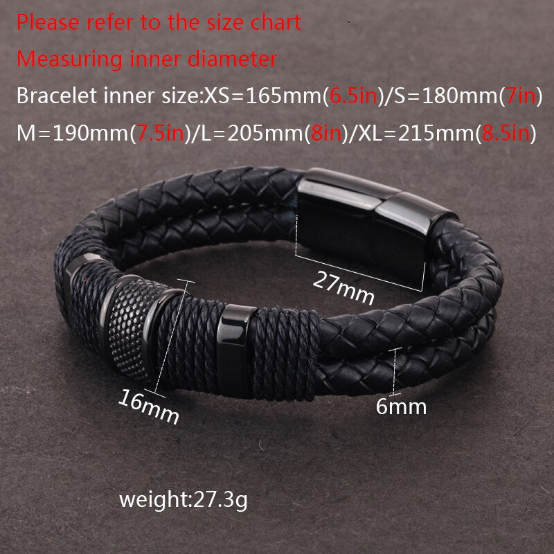 Mcllroy Genuine Leather Bracelet Men Homme Multi-layer Gold/steel/Black