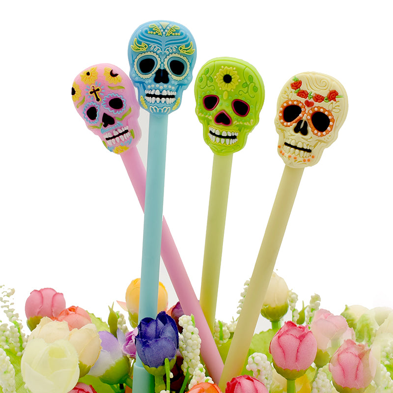12Pcs Creative Gel Pens Skull Head Soft Glue Neutral Pen Office